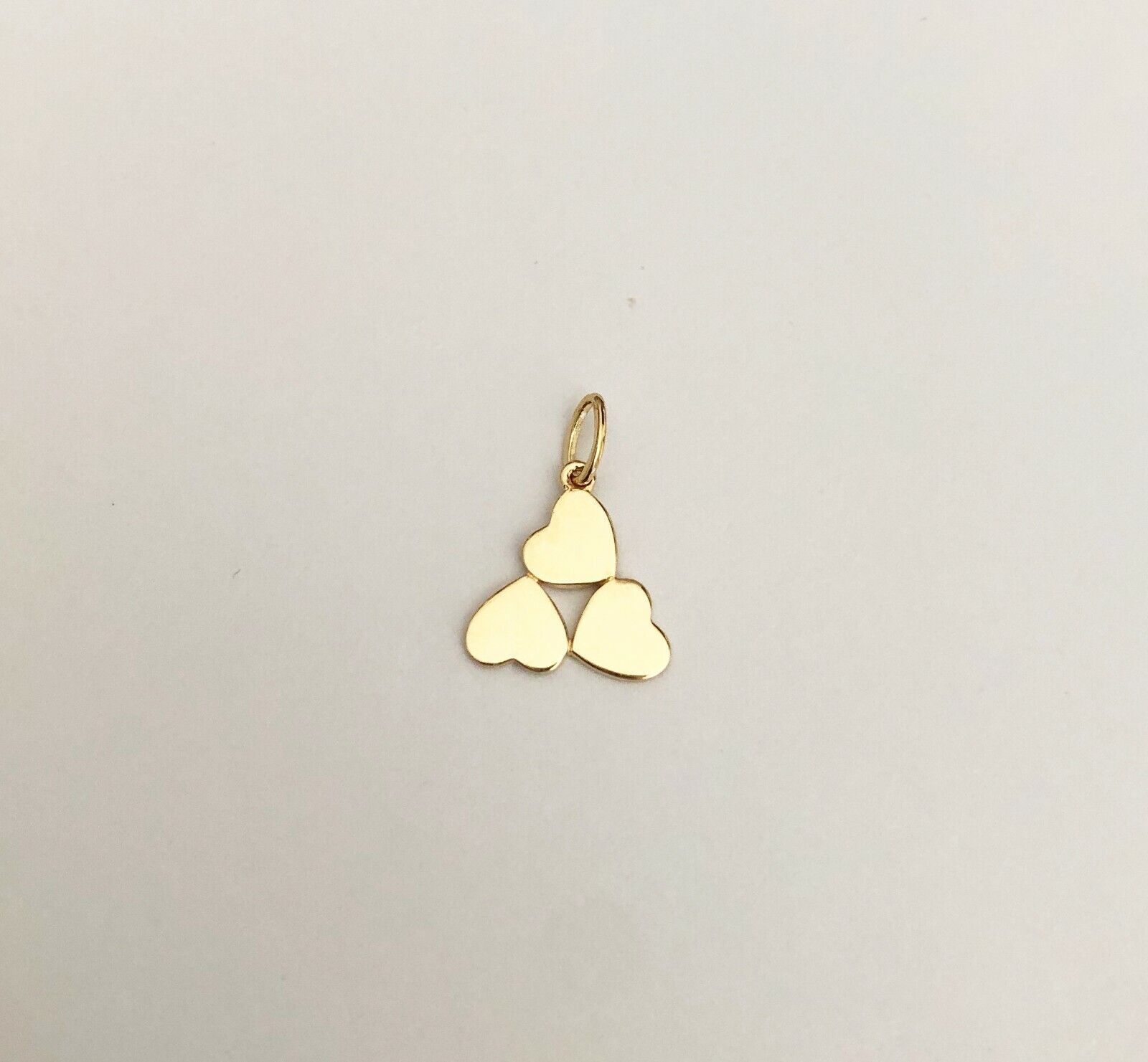 14k Yellow Gold Tiny triple heart charm pendant Item image 4