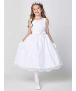 Girls White First Communion Dress w/ Tulle &amp; Sequins (188) - $90.00+