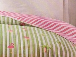 Flamingo Palm Tree Twin Quilt Summer Comforter Tropical Reversible Beach... - $58.68