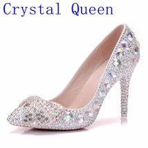 Crystal Queen High Heel Shoes Crystal Bridal Wedding Shoes Diamond Butterfly Rhi - £57.12 GBP