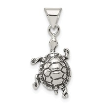 Sterling Silver Antiqued Turtle Charm Pendant Jewelry 18mm x 11mm - £12.23 GBP