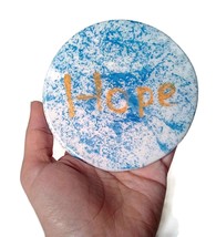 1Pc Motivational Words Coaster Hand Painted Blue Sky Artisan Round Ceram... - £26.57 GBP