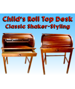 Vintage Child&#39;s Roll Top Desk, Classic Shaker Styling, Circa Mid Century - £141.63 GBP
