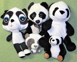 Plush Panda Lot Of 5 5&quot; To 15&quot; Dan Dee Amscan Goffa Panda Express Stuffed Animal - £14.36 GBP