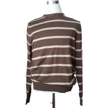 Oleg Cassini Men Size S Crewneck Sweater Cashmere Blend Brown With Stripes  - £26.33 GBP