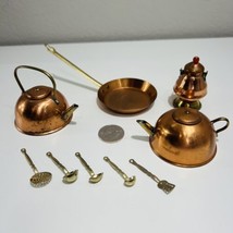 American Girl Compatible Camping Set 9 Pieces Copper Pots England Collectibles - £46.32 GBP