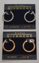 2 Pair Vtg Givenchy Bijoux Paris Hoop Earrings Gold &amp; Silver Pierced Earring NOS - £30.50 GBP