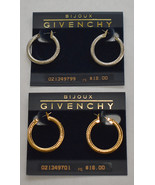 2 Pair Vtg Givenchy Bijoux Paris Hoop Earrings Gold &amp; Silver Pierced Ear... - £31.17 GBP