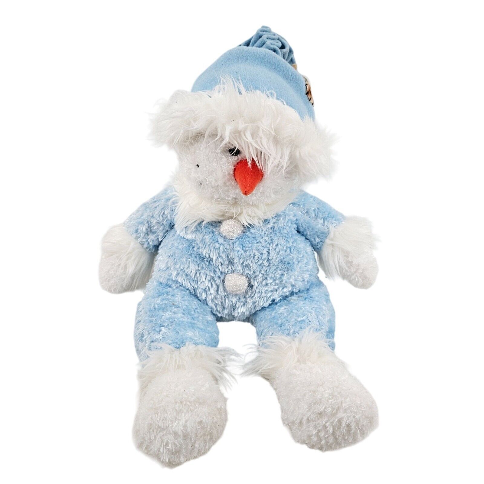 Nova World Snowman Plush Blue Stuffed Animal Toy Felt Hat Sparkling Buttons - $18.81