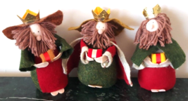 Three Kings 3 Wise Men MAGI Felt Crowned Nativity Set 8&quot; - $9.89