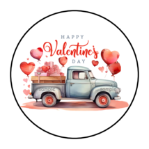 30 Happy Valentine&#39;s Day Vintage Truck Envelope Seals Stickers Labels Tags 1.5&quot; - £6.08 GBP