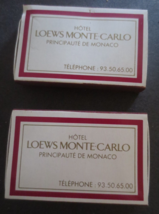 Set Of 2 Hotel Loews Monte Carlo Monaco Matchbooks Full And Unstruck - £4.35 GBP