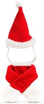 NEW Plush Pet Dog Christmas Santa Hat &amp; Scarf Costume Set red fleece &amp; f... - £5.49 GBP