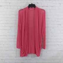 Agaci Open Front Cardigan Womens Medium Pink Drape Long Sleeve Lightweig... - £17.30 GBP