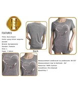 Aeropostale T-Shirt Heart Embellished Sequins L Gray Short Sleeves Crew ... - £17.34 GBP