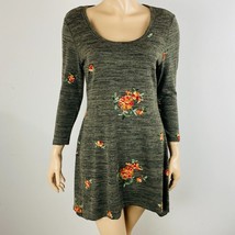 Anthropologie Figueroa &amp; Flower Marled Green Embroidered Floral Detailed... - $28.30