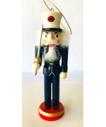 Wood Nutcracker Christmas Ornament Soldier with Sword 5&quot; Tall - £9.94 GBP