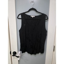 Spencer Alexis Black Floral Burnout Tank Top XL Vintage Boho Romantic - $22.00
