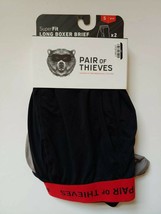 Pair of Thieves Long Boxer Brief 2 Pack Mens S 28 - 30&quot; Super Fit Black Gray - £10.24 GBP