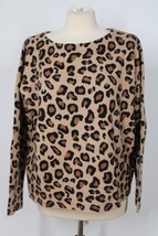 Tahari L Brown Leopard Print Viscose Blend Double-Faced Sweater - £20.95 GBP