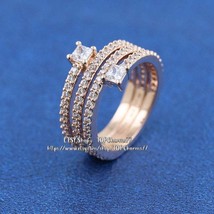 2021 Winter Collection Rose Gold Timeless  Triple Spiral Ring With Clear CZ - $18.20