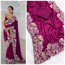 Radiant Elegance: Rangoli Silk Saree with Heavy 3MM Sequence Embroidery and Moti - £64.56 GBP