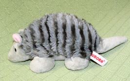Aurora Armadillo B EAN Bag Plush 10&quot; Stuffed Animal Long Grey Striped Bean Eyes - £14.87 GBP