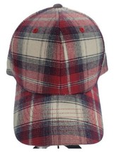 Backpacker Strapback Baseball Hat Red Blue Cream Plaid Cotton Cap NWT - £14.10 GBP