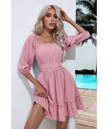 Square Neck Tie Back Ruffle Hem Dress - €27,44 EUR