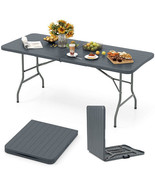 6 Feet Folding Table with Wood Grain HDPE Tabletop and Safe Lock Mechani... - $2,553.50 MXN