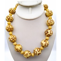 Retro Animal Print Necklace, Chunky Vintage Plastic Beads with Cheetah or Giraff - £30.16 GBP