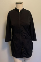 Noel Asmar Black Full Zip Spa Jacket 3/4 Split Sleeves Women’s Small - $18.99