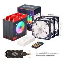 3-Pack Computer Case Fan Adjustable colorful PC Cooling Fans with Remote Control - £34.10 GBP