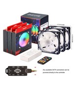 3-Pack Computer Case Fan Adjustable colorful PC Cooling Fans with Remote Control - £33.44 GBP