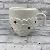 Starbucks Coffee 3D Mug White Poinsettia Holly Berry Christmas Holiday 2... - $15.95