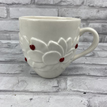 Starbucks Coffee 3D Mug White Poinsettia Holly Berry Christmas Holiday 2... - £12.50 GBP