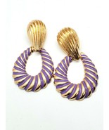 Purple and Gold Swirl Teardrop Shaped Doorknocker 2.75 Inch Drop Dangle ... - $14.85