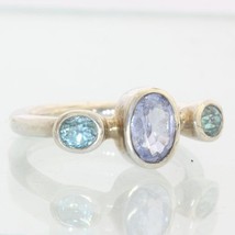 Blue Lavender Spinel and Blue Zircon Handmade Sterling Ladies Ring size 8.75 - £96.91 GBP