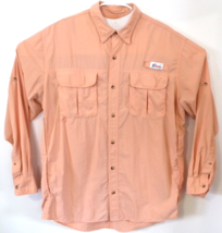 World Wide Sportsman Shirt Men&#39;s Orange Nylon Long Sleeve Button Up Fish... - $17.77