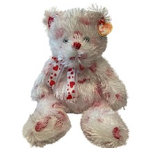 Hugz Large Shaggy White Punkies Bear TY Beanies Heart Design Retired Valentines - £18.05 GBP