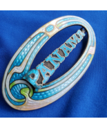 Art Deco Guilloche Enamel Brooch 925 Sterling Silver Vintage Hand made Pin - $270.75