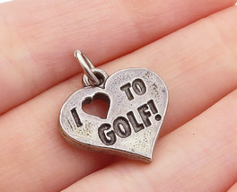 925 Sterling Silver - Vintage Oxidized I Love To Golf Stamped Pendant - PT4928 - £22.73 GBP