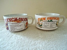 Vintage Lot Of 2 Ceramic Soup Cups,1,French Onion,1,Clam Chowder &quot; GREAT LOT &quot; - £25.74 GBP