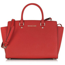 Michael Kors Selma Large Red Saffiano Leather Satchel Bag Purse Crossbody ☆Nwt☆! - £206.19 GBP