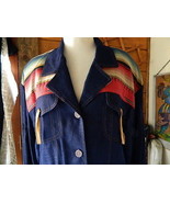 Womens Kathryn Deene Western Blue Faux Denim Button Front Long Sleeve Sh... - $39.59 CAD