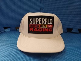Vintage Superflo Racing Trucker Hat Patch White Mesh Exxon Motor Oil Sna... - £14.65 GBP