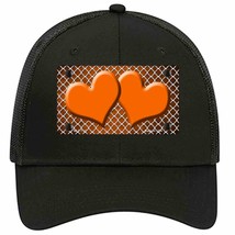 Orange White Quatrefoil Hearts Oil Rubbed Novelty Black Mesh License Plate Hat - £23.16 GBP