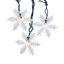 White Snowflake Christmas Light String Set of 10 UL0894 New - $29.68