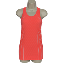 Athleta Finish Fast Line Athletic Tank Top XS Coral Scoop Neck Ruched  - £22.57 GBP
