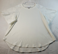Nordstrom Rack Blouse Top Womens Size 1X White Polyester Short Sleeve Round Neck - £6.64 GBP